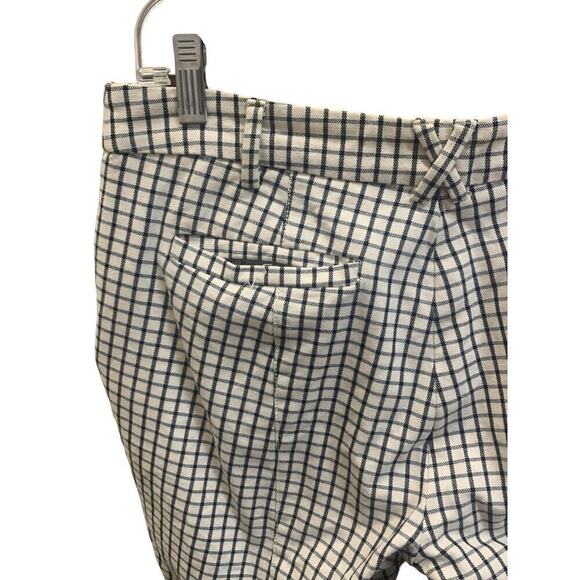 Anthropologie The Essential Slim Trousers Cream/Black Plaid Pants SZ 8 - Picture 9 of 12